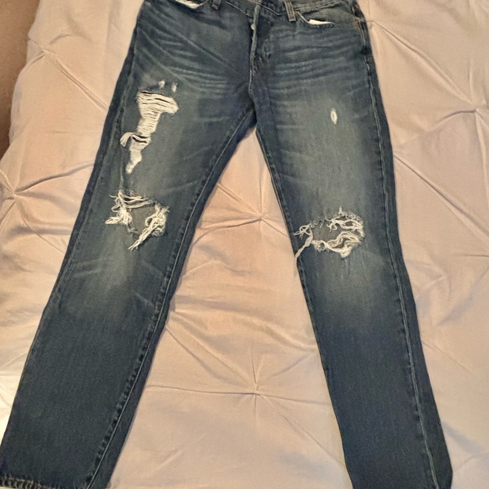 Gap Relaxed Boyfriend Distressed Blue Jeans